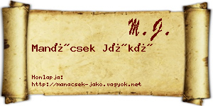 Manácsek Jákó névjegykártya